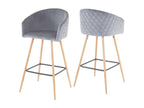 Tabouret de bar Zensova-D72 lot de 2 velours gris FJDZ20005