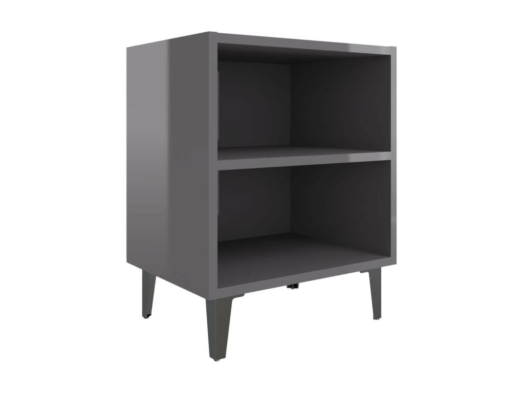 Tables de chevet pieds en métal 2 pcs Gris brillant 40x30x50 TTMG94046