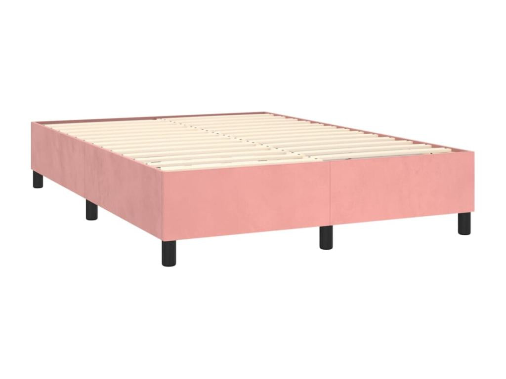Lit à sommier tapissier avec matelas Rose 140x190 cm Velours ESQH65367