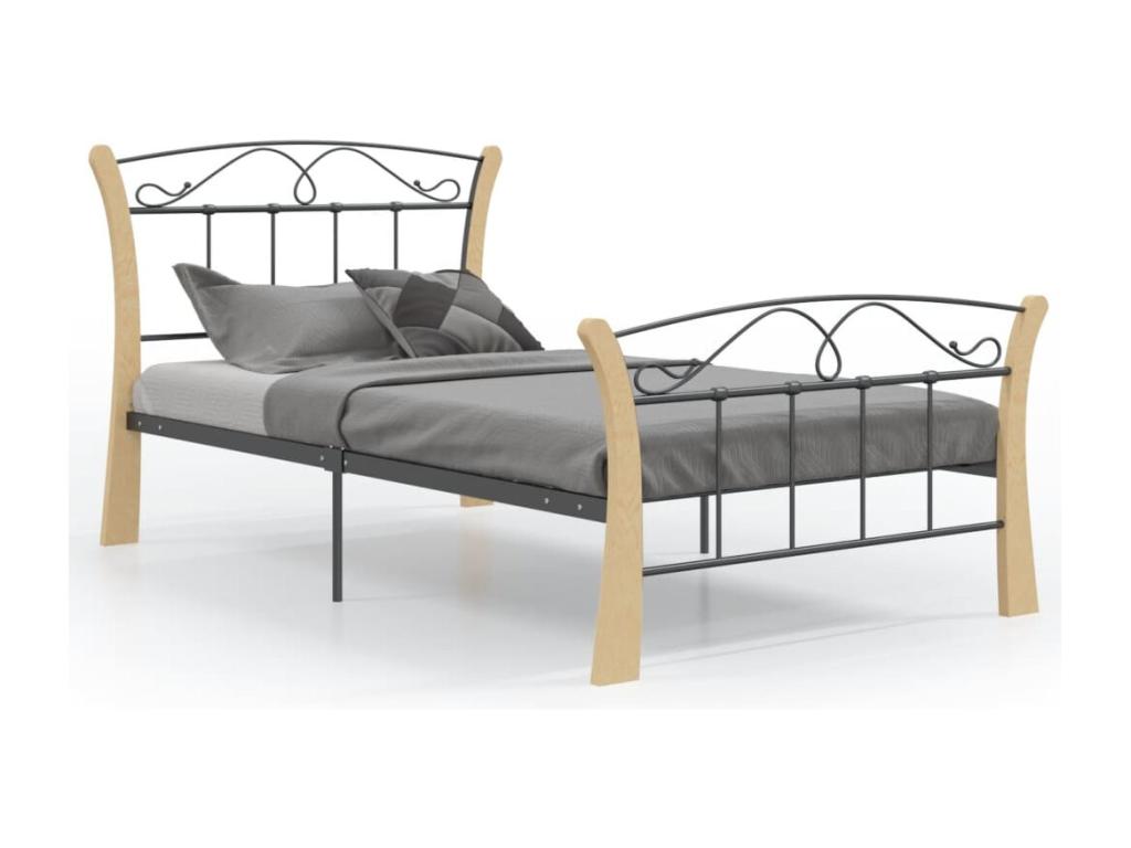 Cadre de lit sans matelas noir métal 100x200 cm DVDB61382