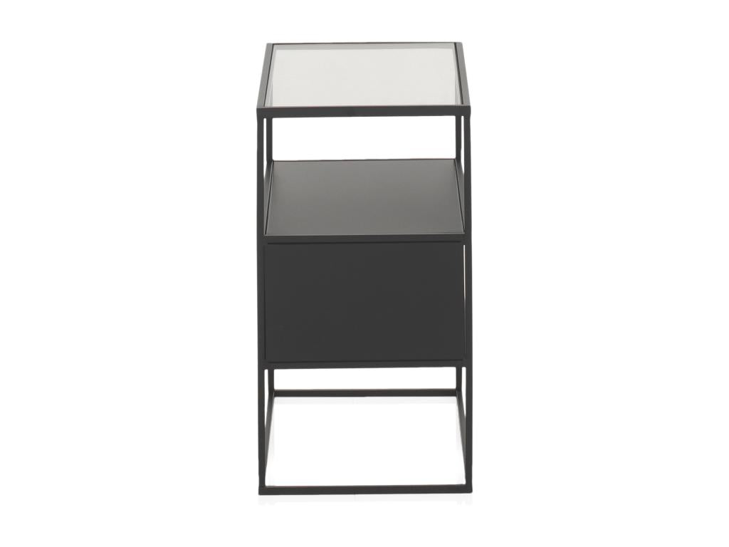 Table basse en métal noir avec plateau en verre UVJX20298