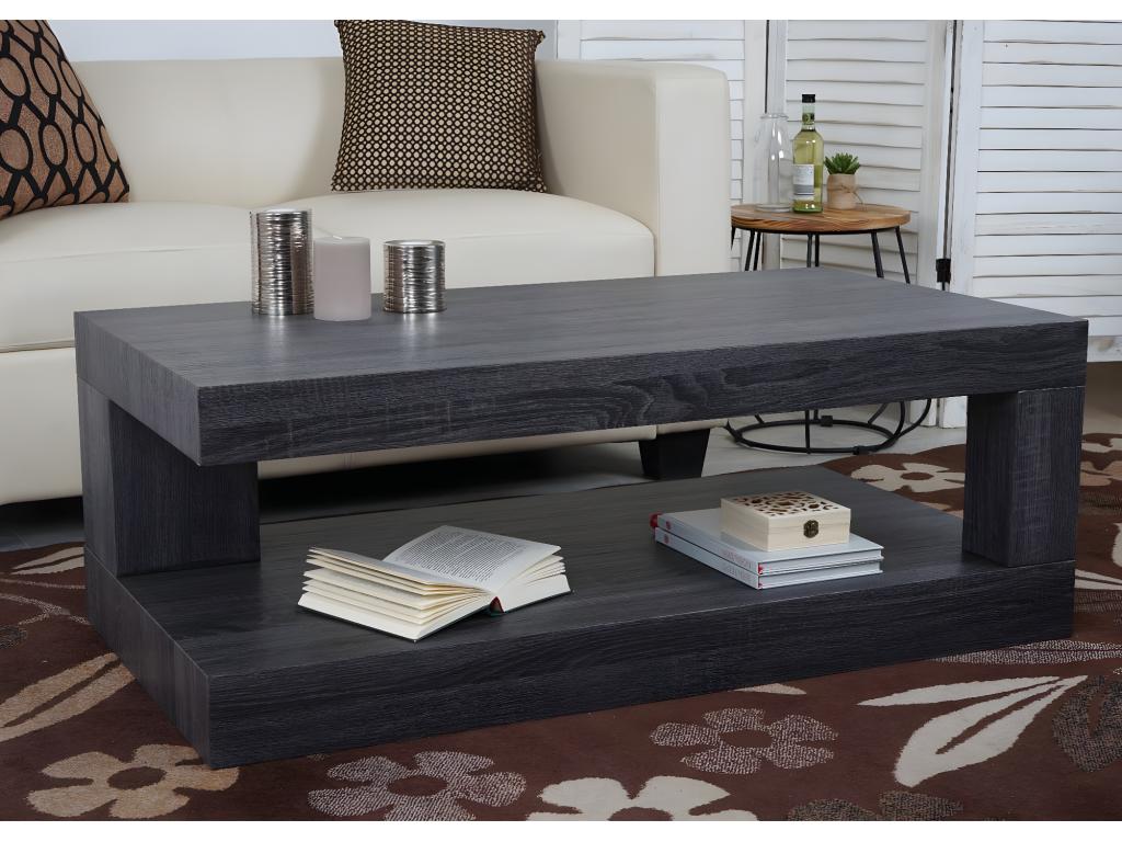 Table basse de salon Dormeva-A32 structure 3D Dormeva 40x110x60cm - aspect chêne noir CTLK82248