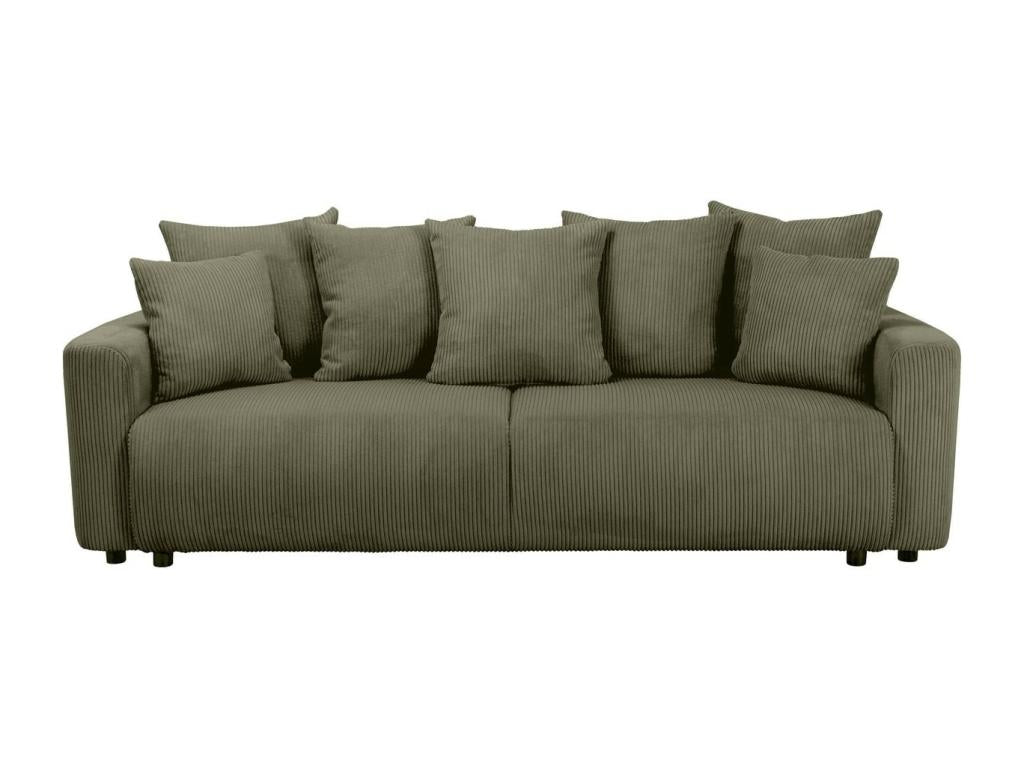 Canapé convertible 3 places en velours tricoté vert kaki avec coffre de rangement - Dormeva SAUL07844