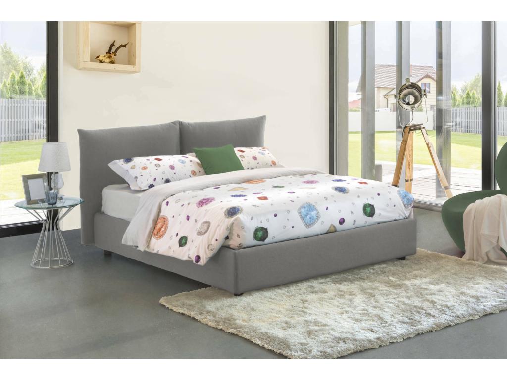 Lit double Dormeva Lit coffre avec revêtement en tissu Made in Italy Ouverture frontale adaptée pour matelas 160x200 cm Gris DBGU91888