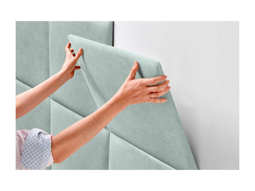 Dormeva Tête de lit rembourrée en velours tricoté de qualité Dormeva inférieure composée de panneaux autocollants interchangeables vert Dormeva 140 cm LHBS60930