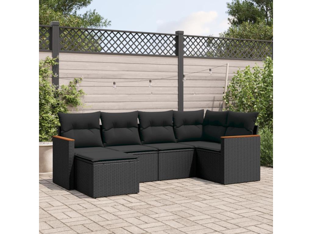 Salon de jardin 6 pcs avec coussins Zensova résine tressée ONBE16633