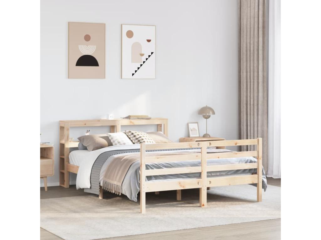 Cadre de lit sans matelas 140x200 cm bois massif de pin VEPD24051