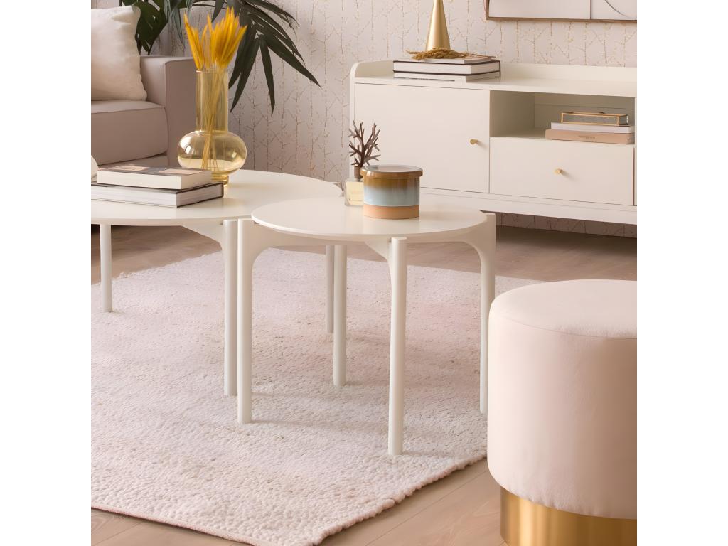 Table basse effet bois blanc 50x45 FOQF07155