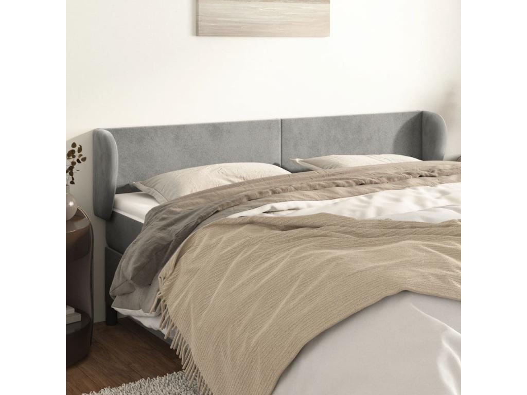 Tête de lit avec oreilles Gris clair 163x23x78/ 88 cm Velours YYVK94148