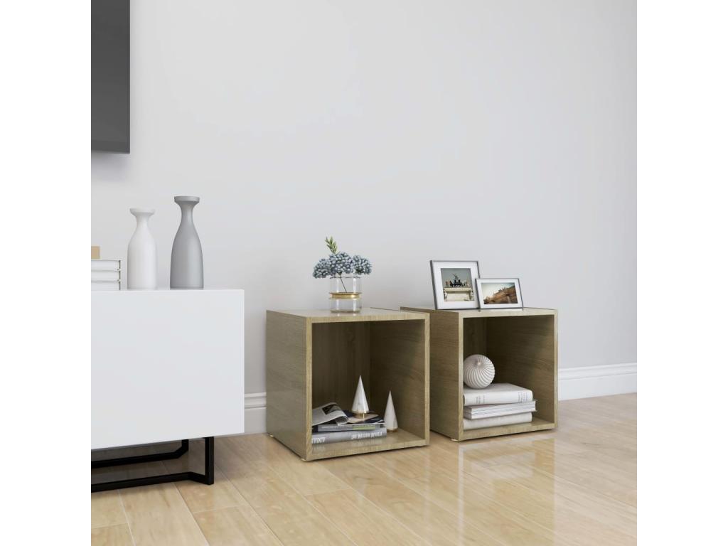 Meubles TV 2 pcs chêne Dormeva 37x35x37 cm bois d'ingénierie ATSC08019