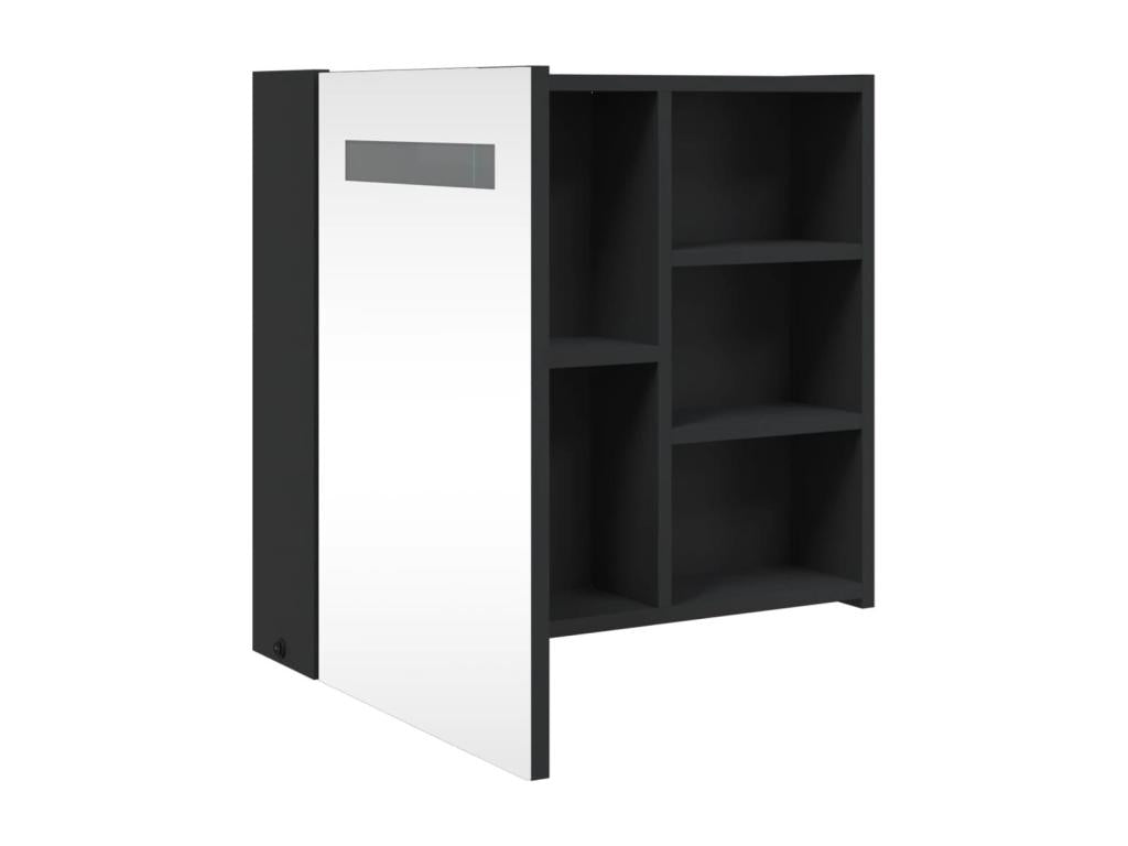 Armoire de salle de bain à miroir avec LED noir 60x13x52 cm WQAK63702