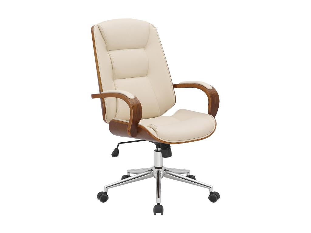 Chaise de bureau - Similicuir / Métal chromé - Noyer / Crème - Dormeva LQMY06360