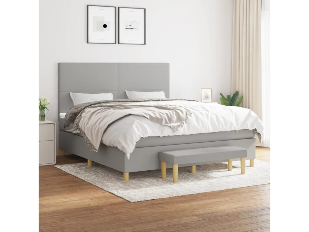 Lit à sommier tapissier avec matelas Gris clair 180x200cm Tissu ZUFO39066