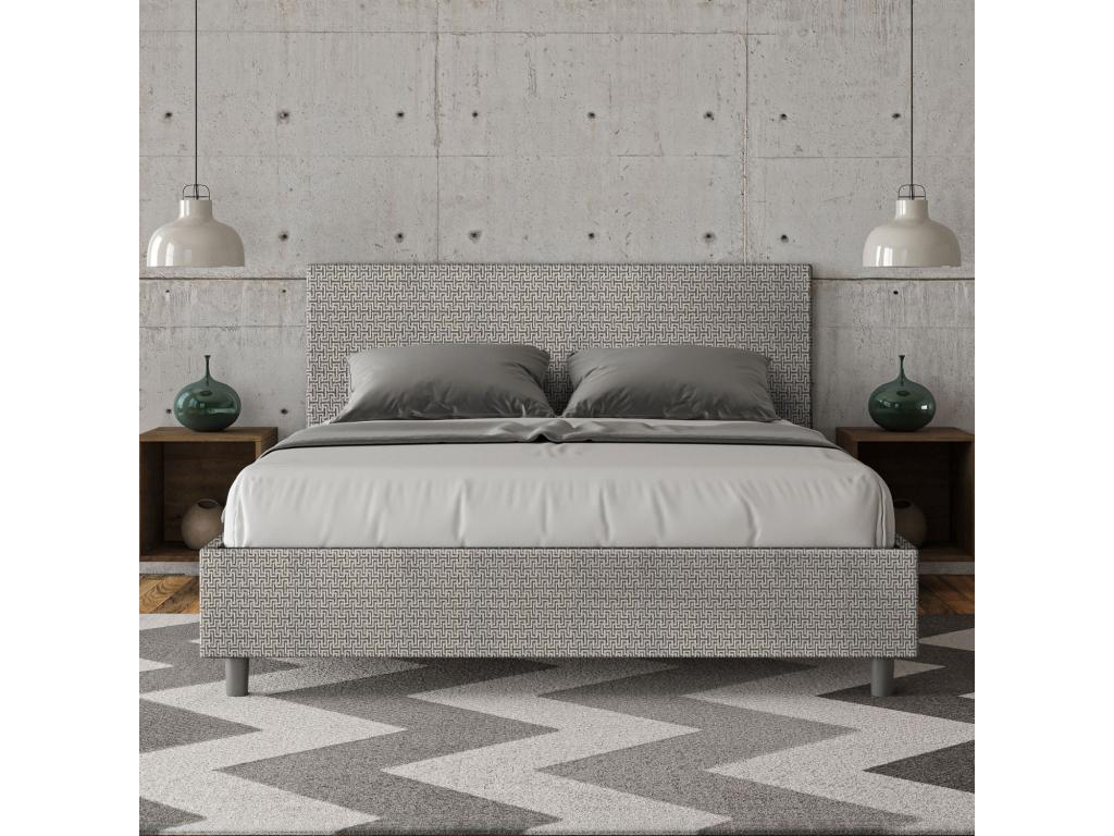 Lit avec sommier rembourré 160x210 tissu Labirinto 02 gris Dormeva PIUC50652