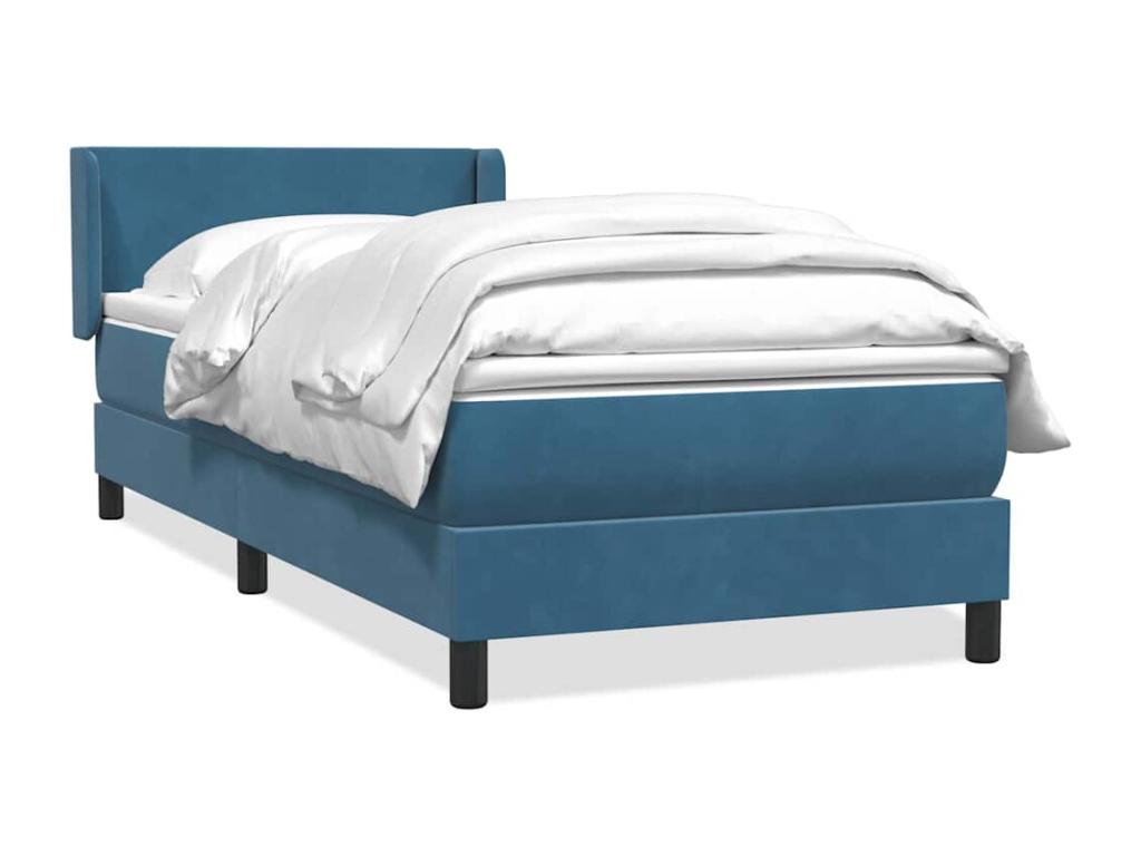 Sommier à Dormeva de lit et matelas bleu foncé 80x220 cm velours NCJB61165