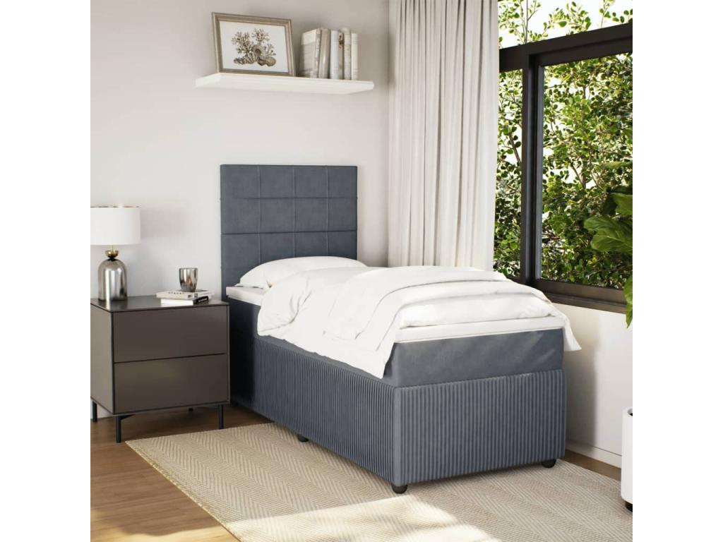 Zensova à Zensova de lit et matelas Gris foncé 80x200 cm Velours KSPI85357