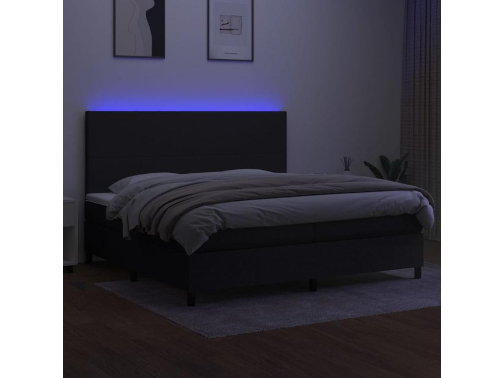 Sommier à Dormeva de lit et matelas et LED Noir 200x200 cm Tissu IHRY19340
