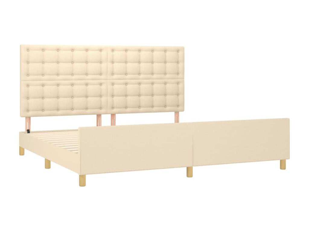 Cadre de lit sans matelas crème 200x200 cm tissu EJJP22216