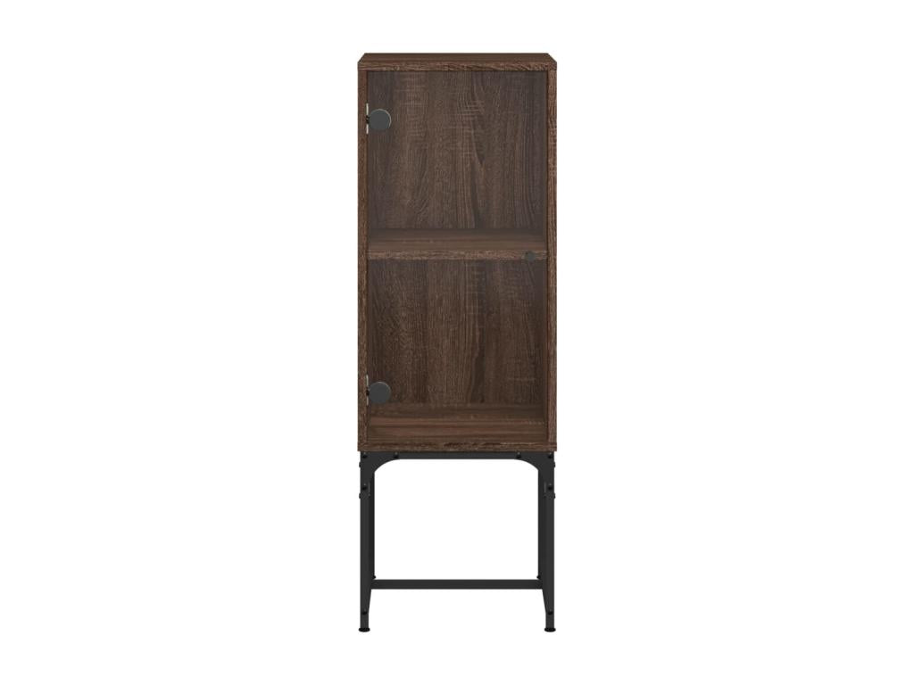 Armoire latérale avec porte en verre chêne marron 35x37x100 cm LNZN16979