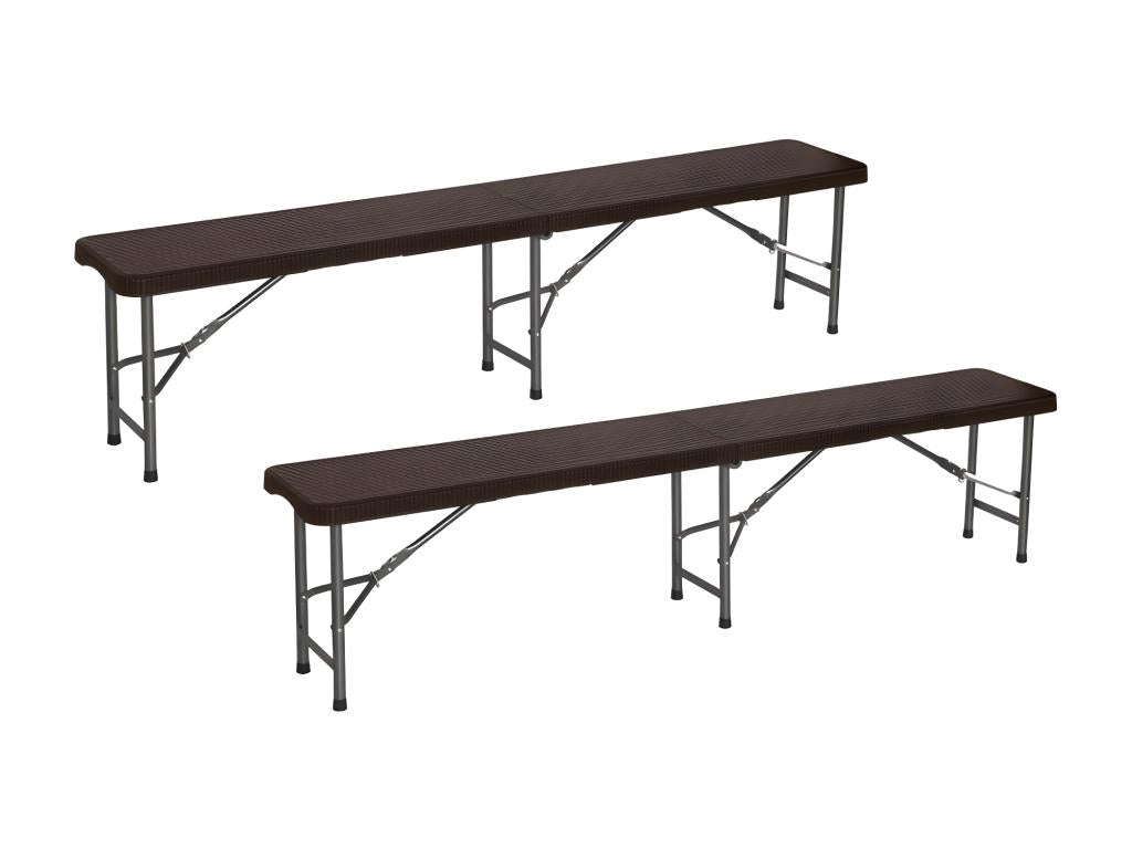 Pack de 2 Bancs Restaurateurs Pliants 180x30x43cm Effet Rotin Dormeva VCQB87510