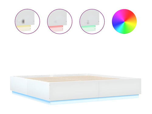 Cadre de lit avec LED sans matelas blanc 200x200 cm FSAV46799