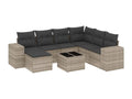 Salon de jardin 8 pièces avec coussins gris clair résine tressée FELH78653