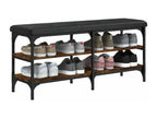 Banc à chaussures chêne fumé 102x32x47 bois d'ingénierie FKBY96495