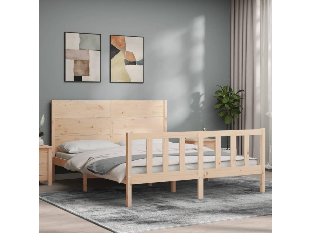 Cadre de lit sans matelas 160x200 cm bois massif de pin OKTS10985