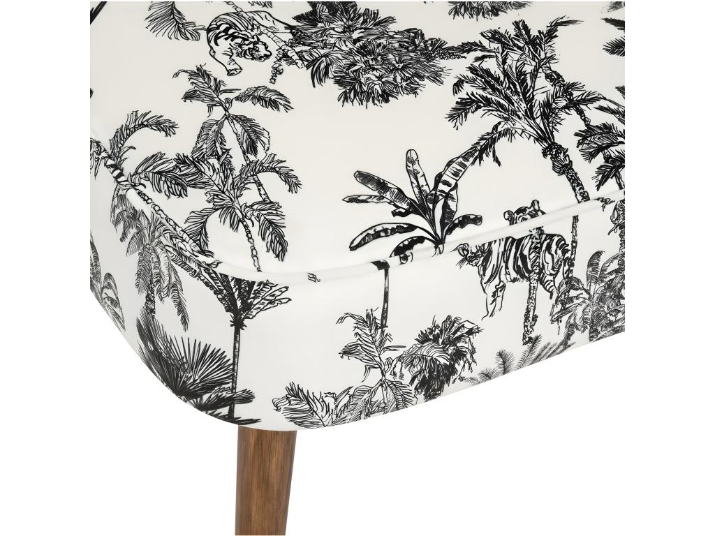 Fauteuil en Bois et Tissu imprimé Noir / Blanc FATW66589