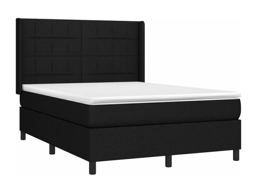 Lit à sommier tapissier avec matelas Noir 140x190 cm Tissu NJRB07639