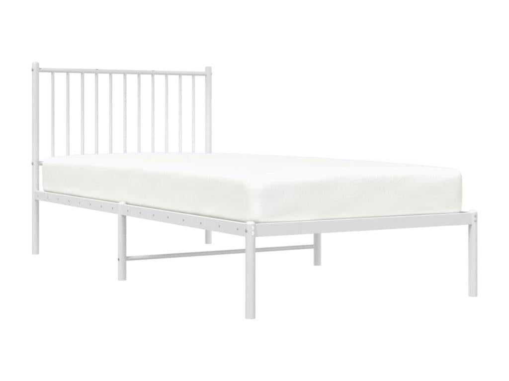 Cadre de lit métal avec tête de lit blanc 90x200 cm AVTQ55609