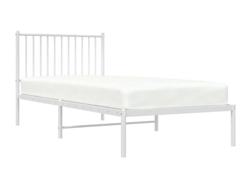 Cadre de lit métal avec tête de lit blanc 90x200 cm AVTQ55609