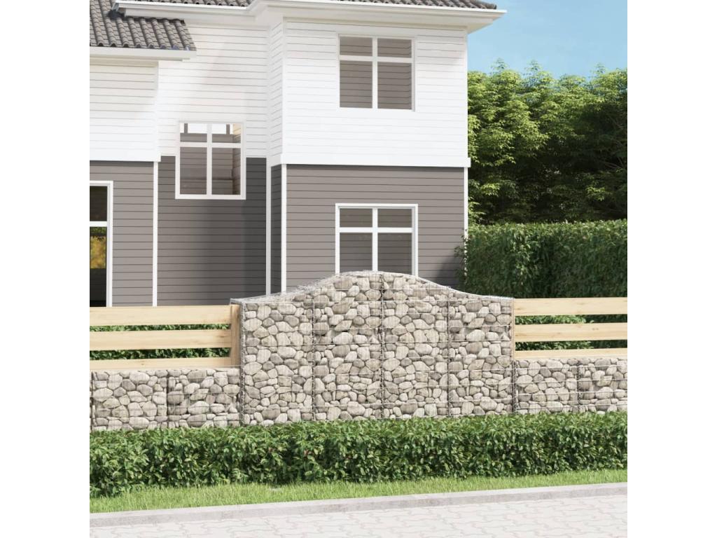 Paniers à gabions arqués 6 pcs 200x50x120-140 Fer galvanisé AESU23090