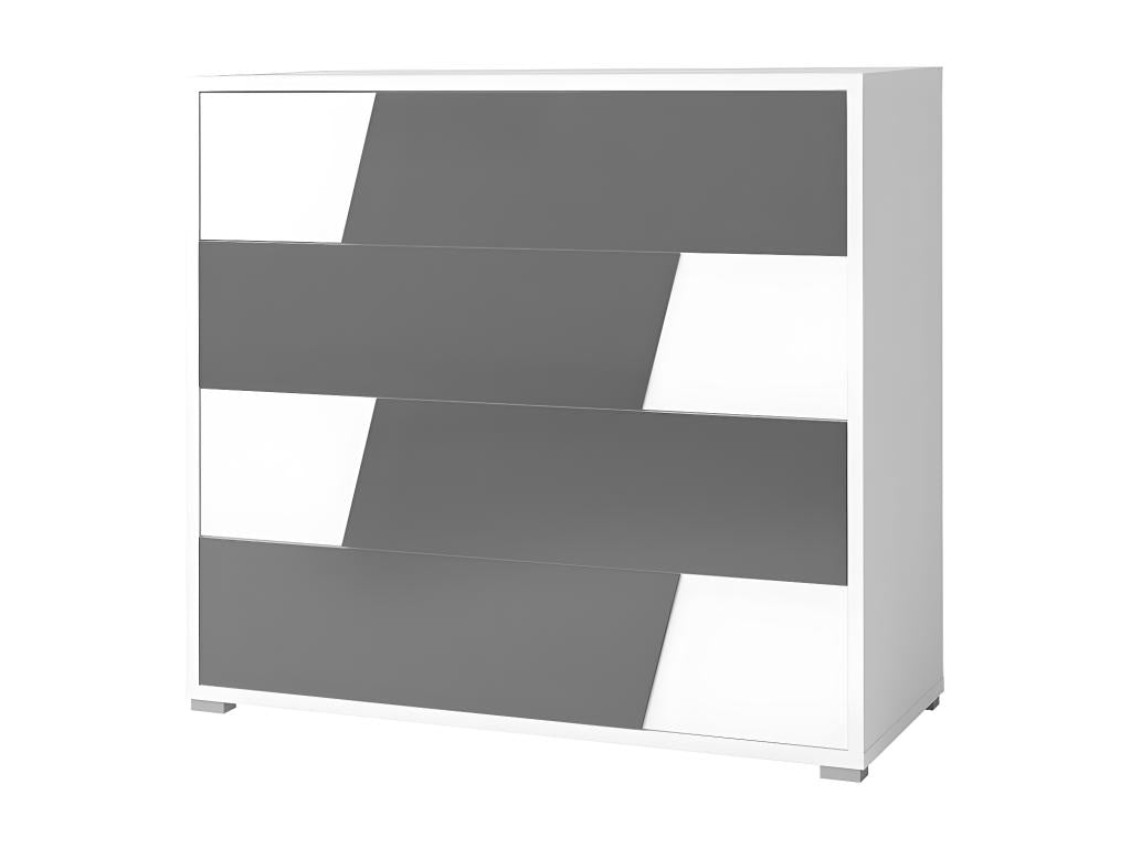 Commode Dormeva 4 tiroirs - Coloris blanc et finitions gris béton - 110 cm YMSP29554
