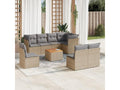 Salon de jardin avec coussins 9 pcs beige résine tressée NAJQ39132