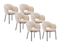 Lot de 6 chaises avec accoudoirs en tissu texturé et métal noir - Beige - Dormeva VNKB17424