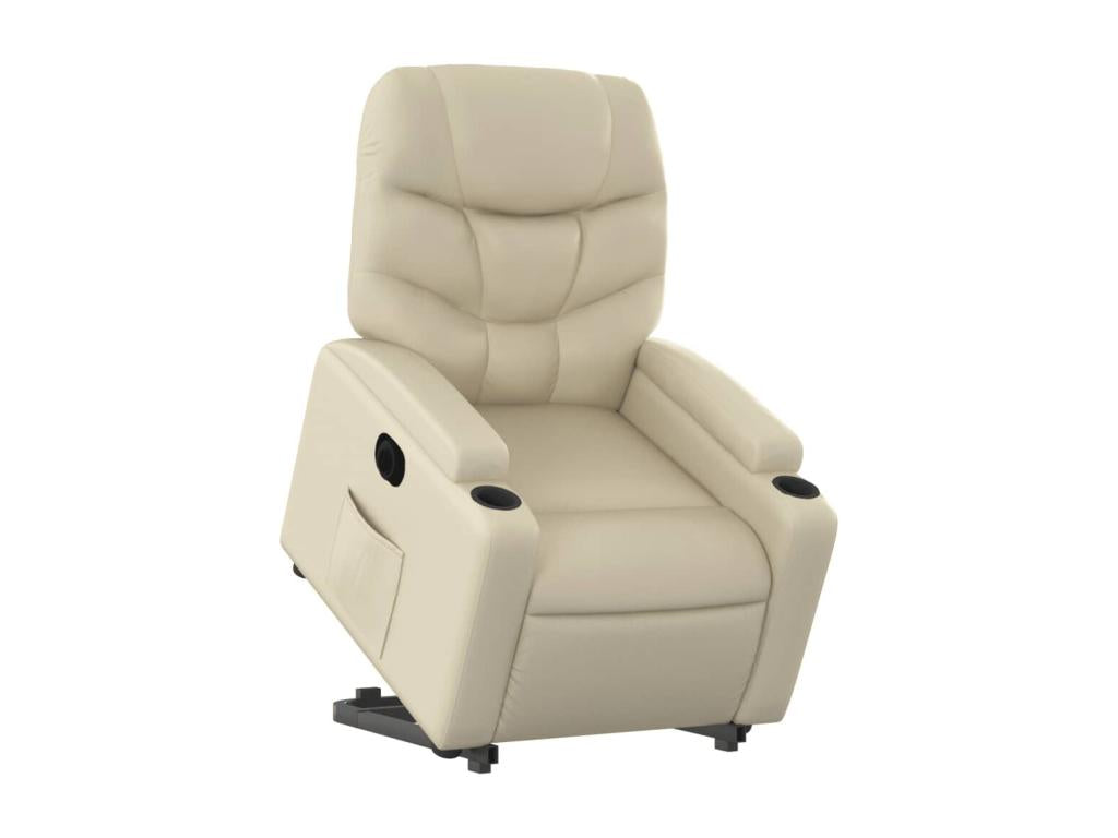 Fauteuil inclinable électrique crème similicuir LYSN25563