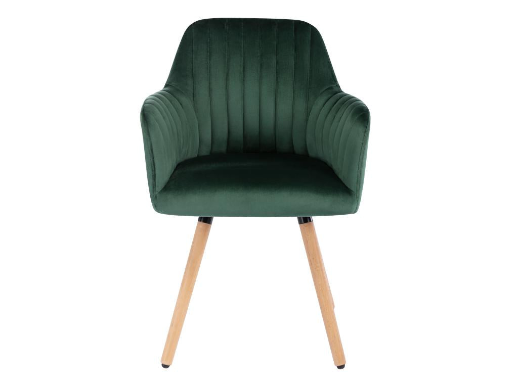Chaise avec accoudoirs en velours et métal effet bois - Vert foncé - Zensova RHKR72732