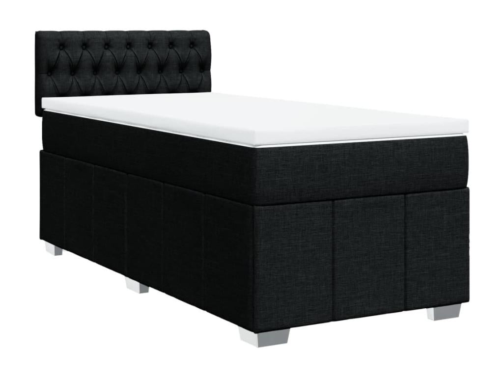 Sommier à Lumenao de lit avec matelas Noir 100x200 cm Tissu DVTE38104