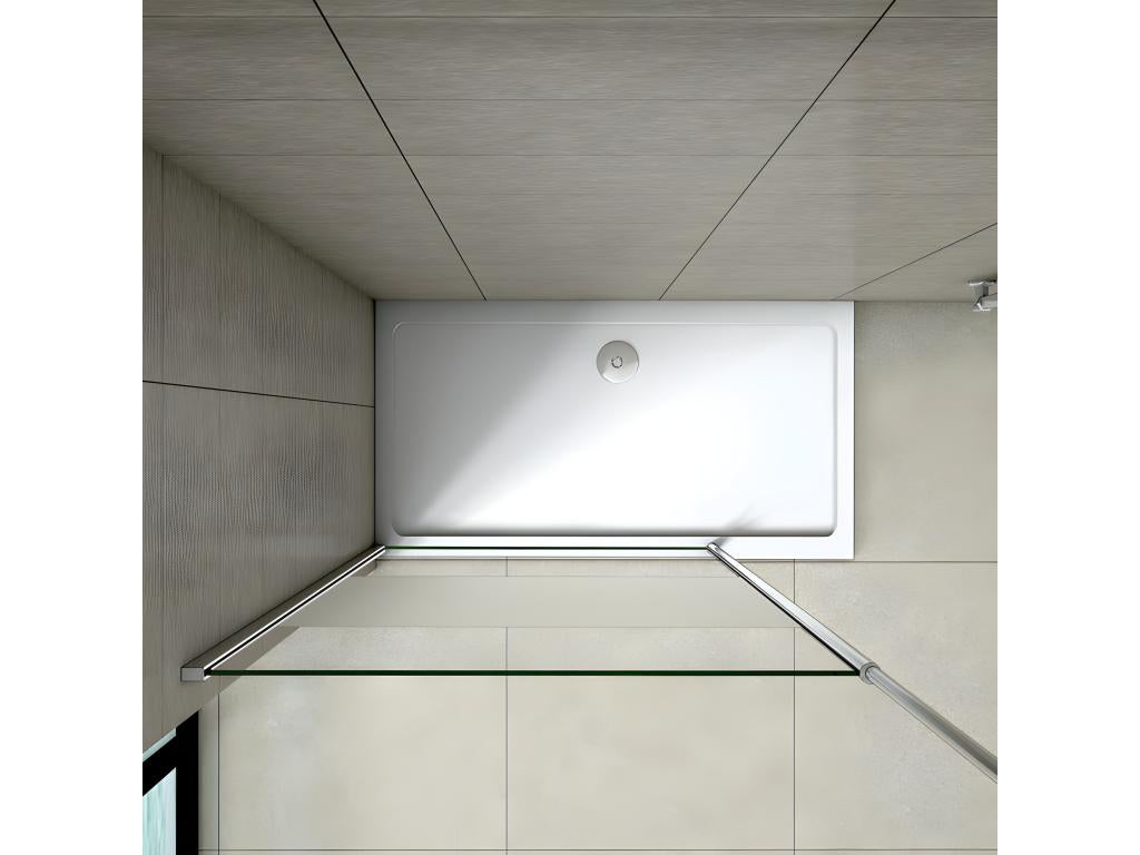 Paroi de douche à l'italienne 110x200cm avec barre de fixation au plafond 203-320cm en 8mm verre bande centrale dépolie XXPG00630