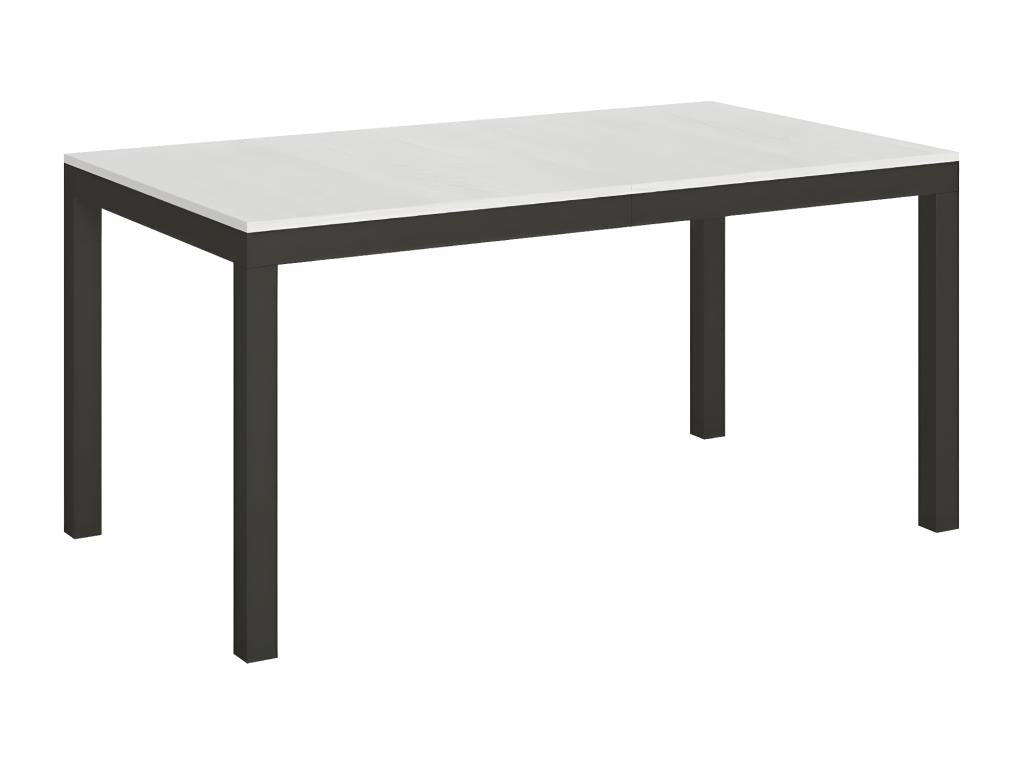 Table à manger rectangulaire frêne blanc et métal anthracite Zensova 130cm XXMW64230