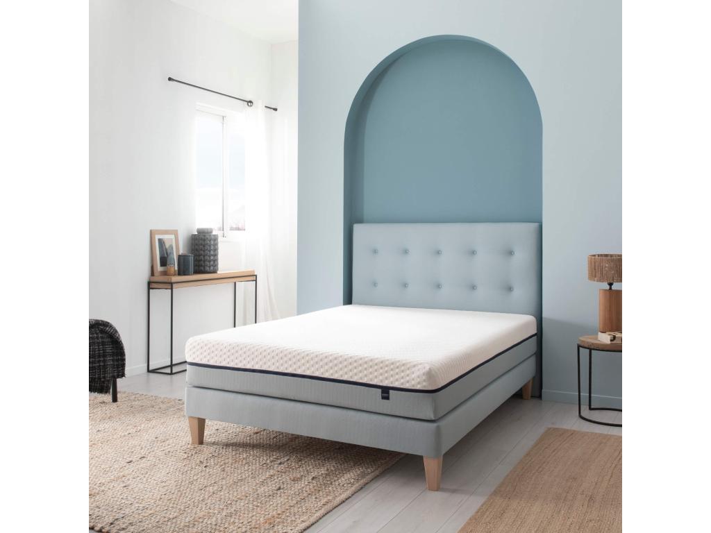 Sommier déco tapissier vert d'eau Songe - Dormeva 90x210 FJCG21169