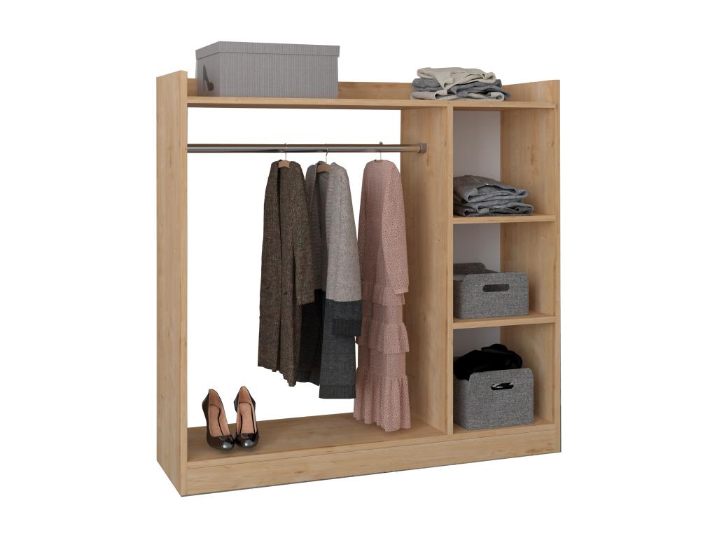 Lumenao bois armoire ouverte dressing armoire barre de penderie Lumenao chêne miel KIFI21307