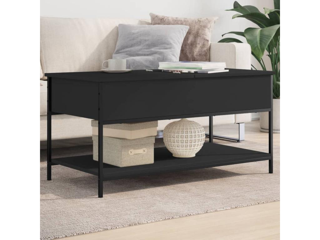 Table basse noir 100x50x50 cm bois d'ingénierie et métal EKGH54587