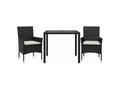 Ensemble à manger de jardin et coussins 3 pcs Zensova rotin verre LPDL75691