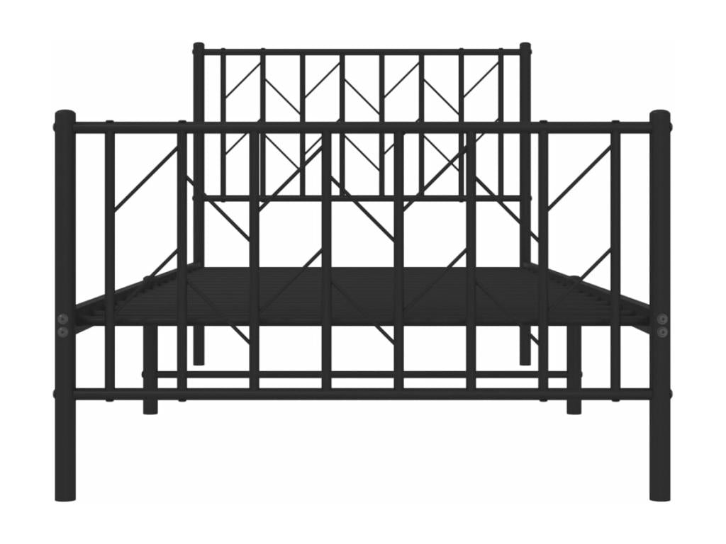 Cadre de lit métal avec tête de lit/pied de lit noir 90x190 cm WZHO59867
