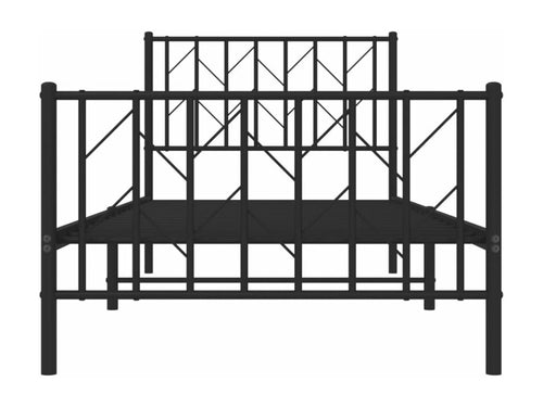Cadre de lit métal avec tête de lit/pied de lit noir 90x190 cm WZHO59867