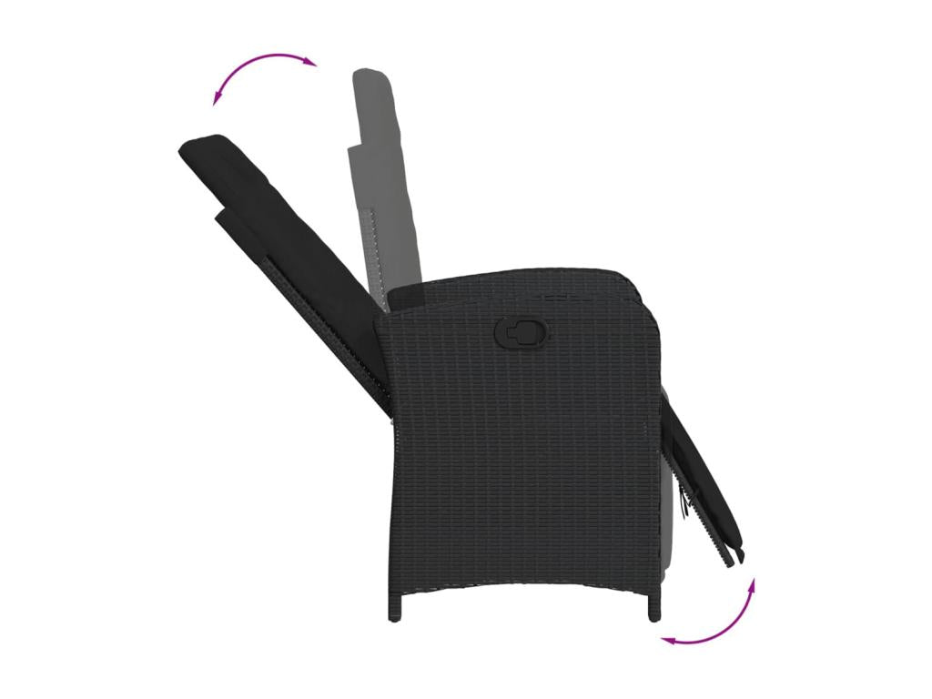 Ensemble à manger de jardin coussins 7 pièces Noir Résine tressée IILS80576