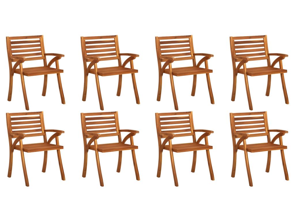 Chaises de jardin avec coussins lot de 8 Bois d'Dormeva solide AGSL75718