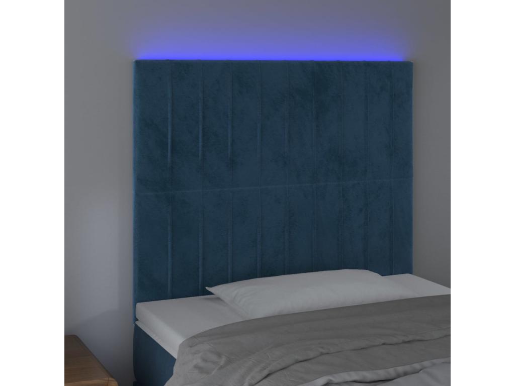 Tête de lit à LED Bleu foncé 100x5x118/ 128 cm Velours FVKL59292